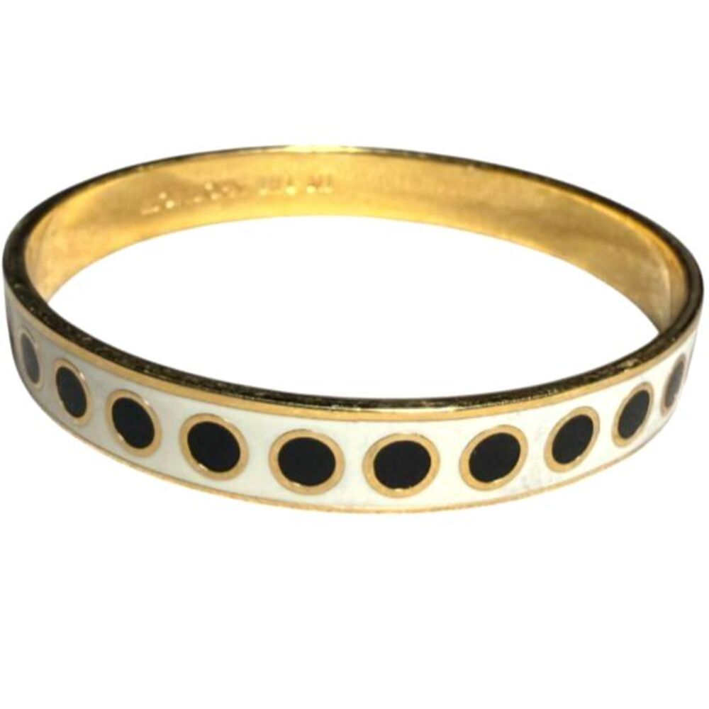 Kate Spade New York In The Spotlight Bangle Cream Black Enamel Dots Gold Plated
